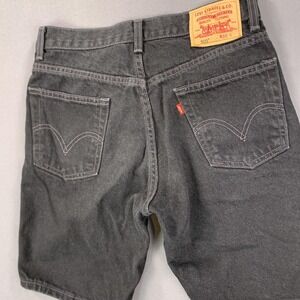 Levis 505 Shorts Mens 30 Denim Regular Fit Cut Off Casual Jean 90s 505 Black